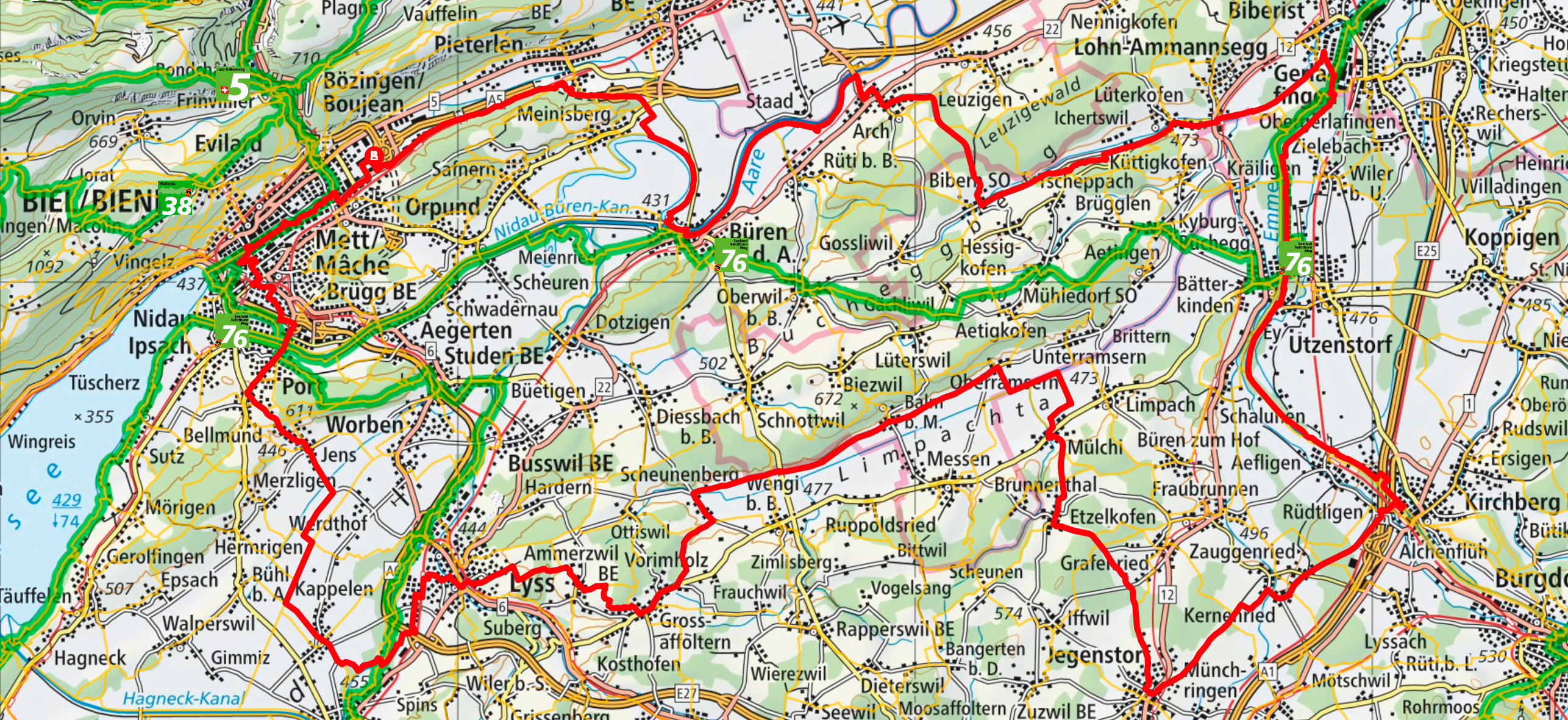 Plan du parcours 100km de Bienne